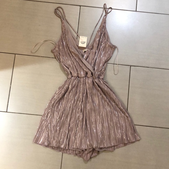 Miss Selfridge Pants - Miss Selfridge Silver/Pink Metallic Romper